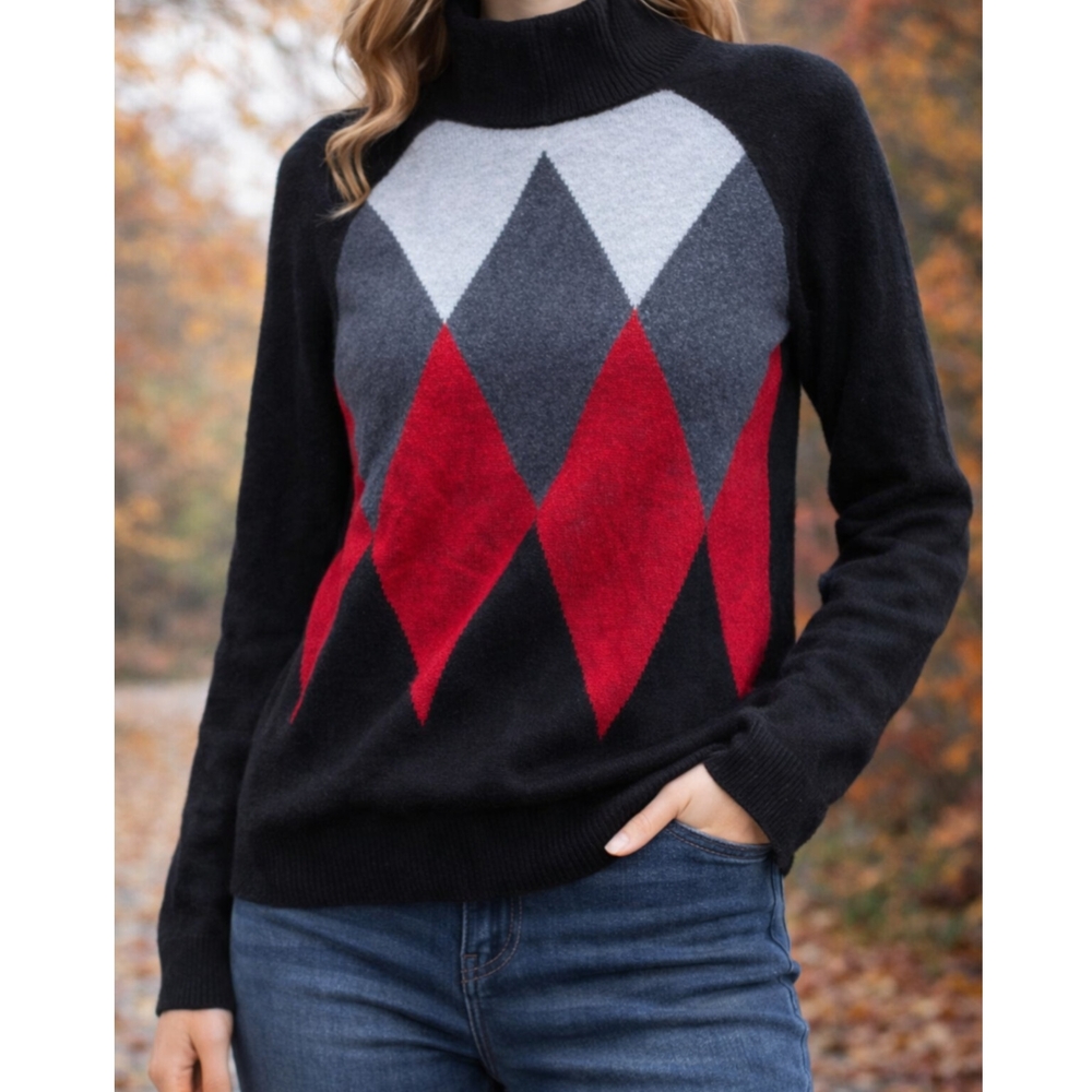 Vintage Cashmere Argyle Pattern Sweater